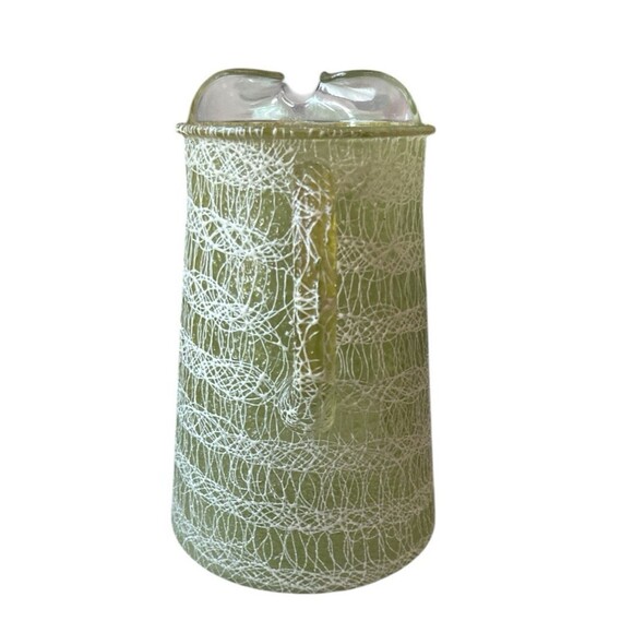 Vintage MCM Spaghetti String Pitcher 8" Tumbler Set (6) Pastels 1950s Midcentury - Picture 2 of 3